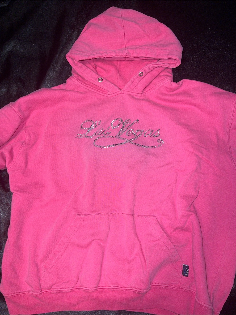 Y2k Mcbling Hot Pink Hoodie with Rhinestone Script